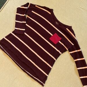 G.h. Bass & Co. Maroon & white striped Long Sleeve Top/Shirt Women’s size L